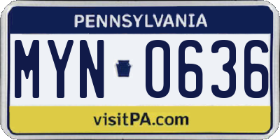 PA license plate MYN0636