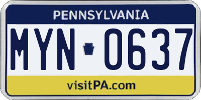 PA license plate MYN0637