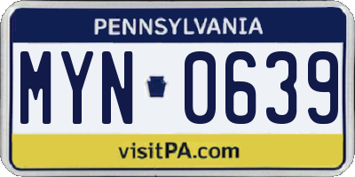 PA license plate MYN0639