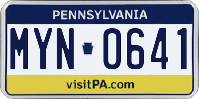 PA license plate MYN0641