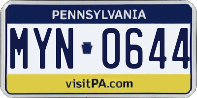 PA license plate MYN0644