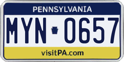 PA license plate MYN0657