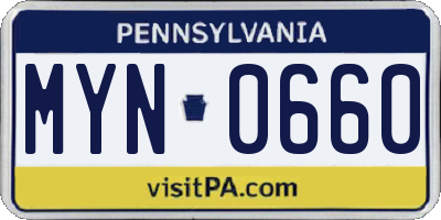 PA license plate MYN0660