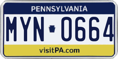 PA license plate MYN0664