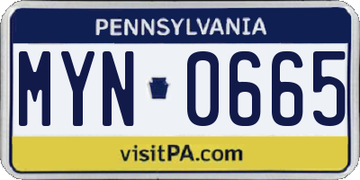 PA license plate MYN0665