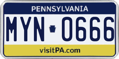 PA license plate MYN0666