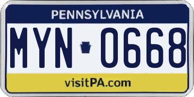 PA license plate MYN0668