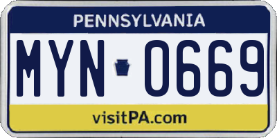 PA license plate MYN0669