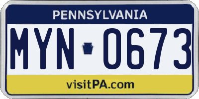 PA license plate MYN0673