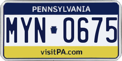 PA license plate MYN0675
