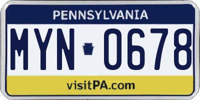 PA license plate MYN0678