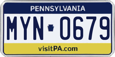 PA license plate MYN0679