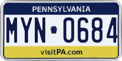 PA license plate MYN0684