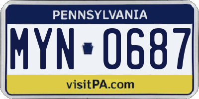 PA license plate MYN0687