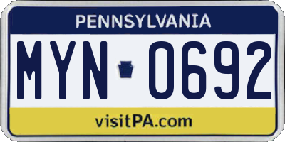 PA license plate MYN0692