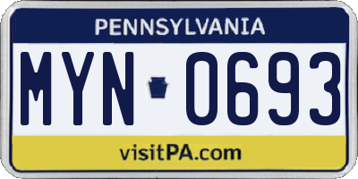 PA license plate MYN0693