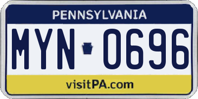 PA license plate MYN0696
