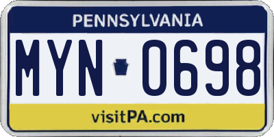 PA license plate MYN0698