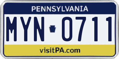 PA license plate MYN0711