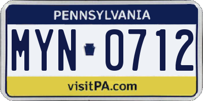 PA license plate MYN0712