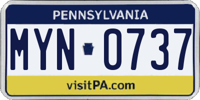 PA license plate MYN0737