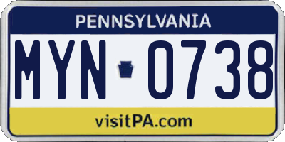 PA license plate MYN0738