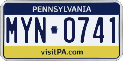 PA license plate MYN0741