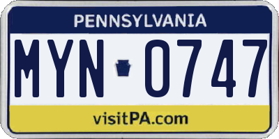 PA license plate MYN0747
