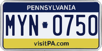 PA license plate MYN0750