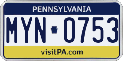 PA license plate MYN0753