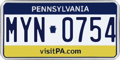 PA license plate MYN0754