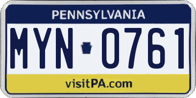PA license plate MYN0761