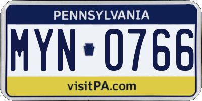 PA license plate MYN0766