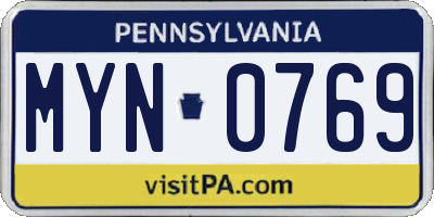 PA license plate MYN0769