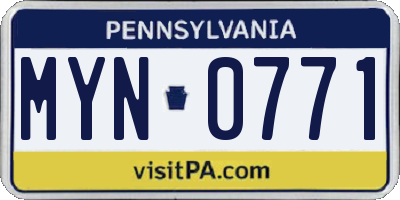 PA license plate MYN0771