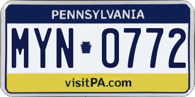 PA license plate MYN0772