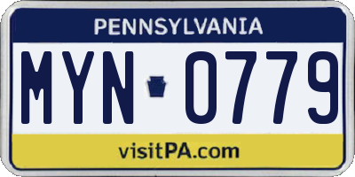 PA license plate MYN0779