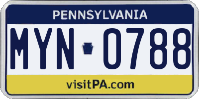 PA license plate MYN0788