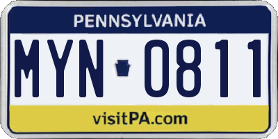 PA license plate MYN0811