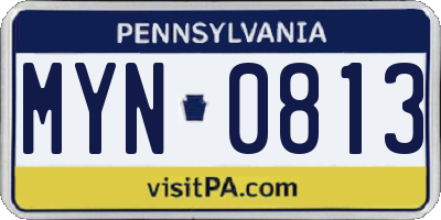 PA license plate MYN0813