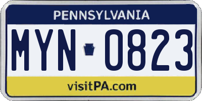 PA license plate MYN0823