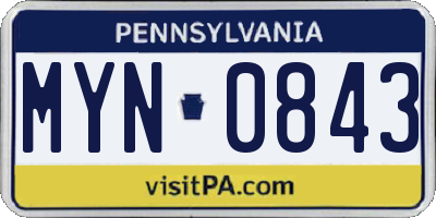 PA license plate MYN0843