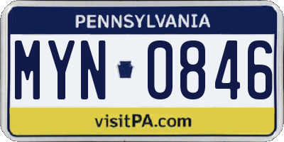 PA license plate MYN0846