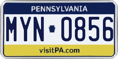 PA license plate MYN0856