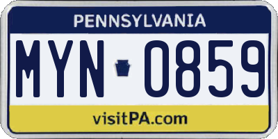 PA license plate MYN0859