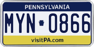 PA license plate MYN0866