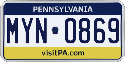 PA license plate MYN0869