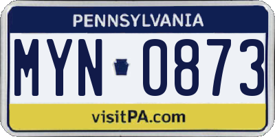 PA license plate MYN0873