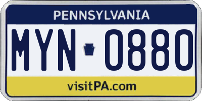 PA license plate MYN0880