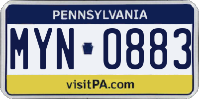 PA license plate MYN0883